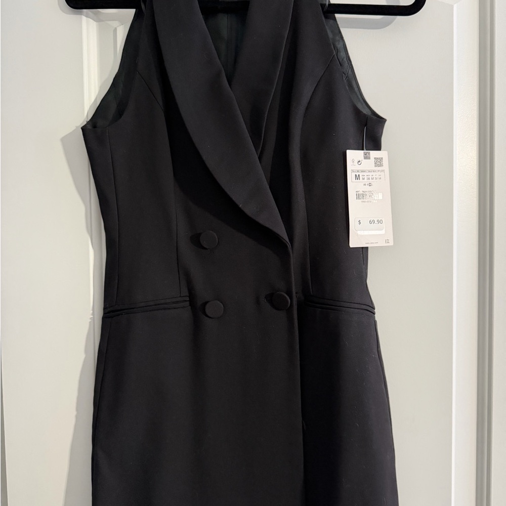 Zara Black Double-Breasted jumpsuit